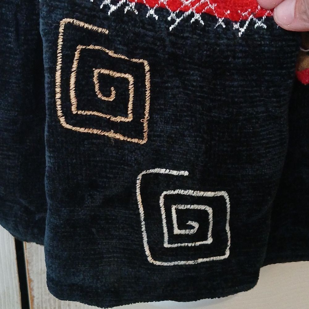 Vintage Allure Patchwork Button Down Jacket Red B… - image 4